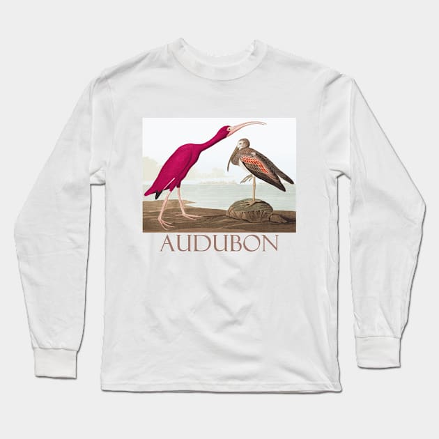 Scarlet Ibis by John James Audubon Long Sleeve T-Shirt by Naves
